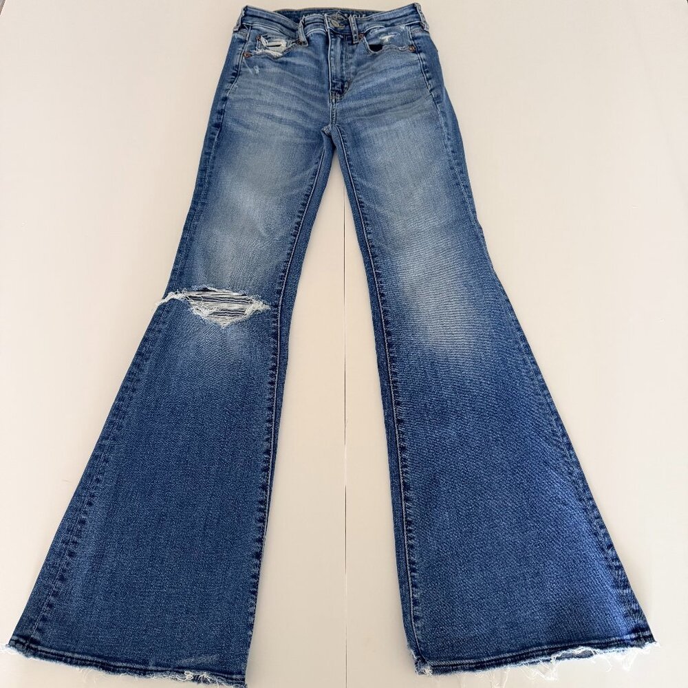 American Eagle Outfitters Jeans Women 00 Flare Hippie Boho Western 70s